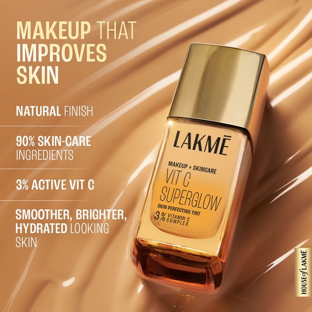 Lakme Makeup+Skincare VitC Superglow Skin Perfecting Tint Cool Ivory C100