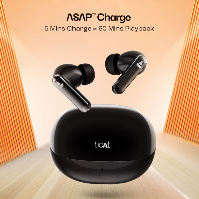boAt Airdopes 301Tws Earbuds W 75H Playtime Quad Mics Tech Beast Mode For Gaming Midnight Shadow