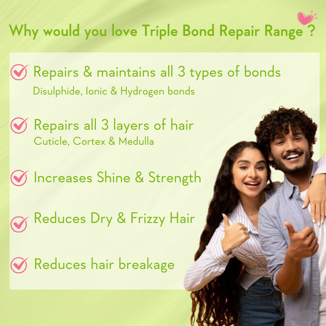Wishcare Triple Bond Repair Shampoo (250ml) & Wishcare Triple Bond Repair Booster Serum With Amino Peptide Complex (100ml) Combo