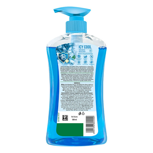 Dettol Body Wash and shower Gel, Icy Cool Pump 500 ml Combo