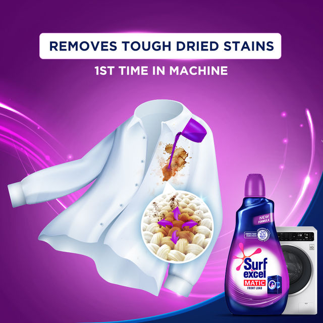 Surf Excel Matic Front Load Detergent Liquid Refill | Tough Dried Stain Removal