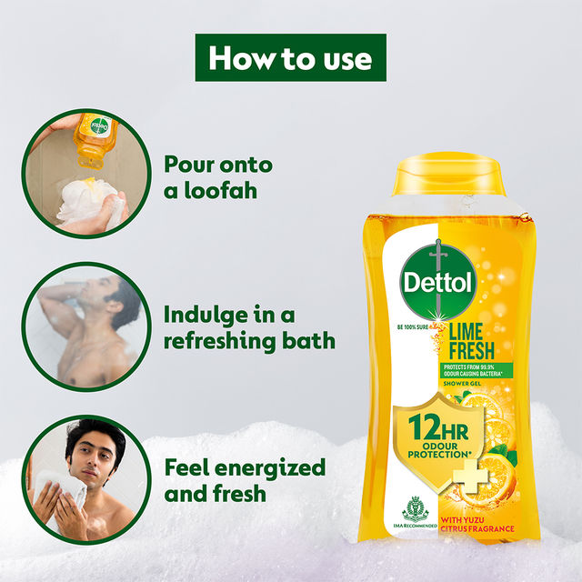 Dettol Body Wash and shower Gel,Lime Fresh Bottle 250 ml Combo