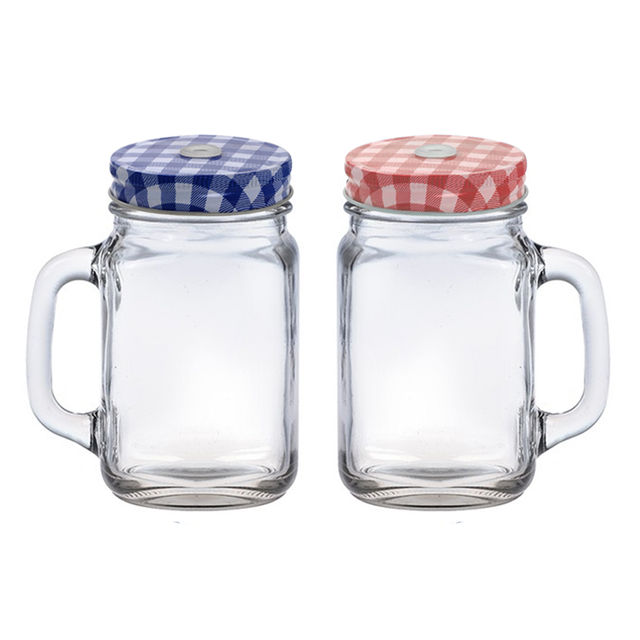 BAY6 Mason Jar Set with Straw - 400 ml - (2pc)