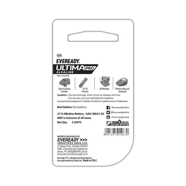 Eveready Ultima Pro Alkaline AAA Battery | 800% Longer Lasting