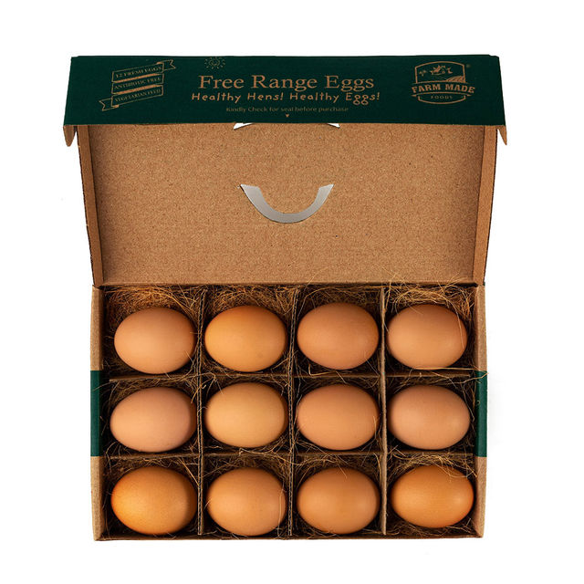Farm Made Free Range Brown Eggs, 12 Pieces - Protein Rich, Veg Feed, Non-Fertile (12pc) & Blueberry (125g) Combo