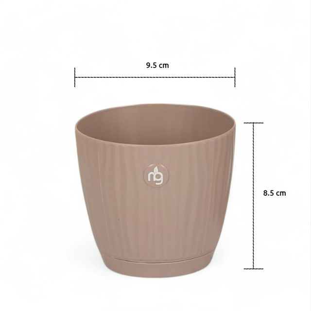 Nurturing Green - Self Watering Pot | Set of 1 | Mocha | Size: 9.5cm x 8.5cm | Plastic Flower Pots