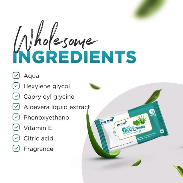 Pro Skin Refreshing Wipes - Mint & Aloe Vera (25 Wipes)