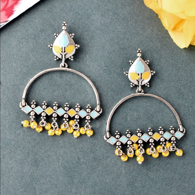 Voylla Bagh E Fiza Yellow Beads Earrings