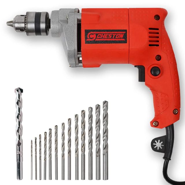 Cheston Corded 10mm Drill Machine with 13 HSS Bits & 1 Wall Bit