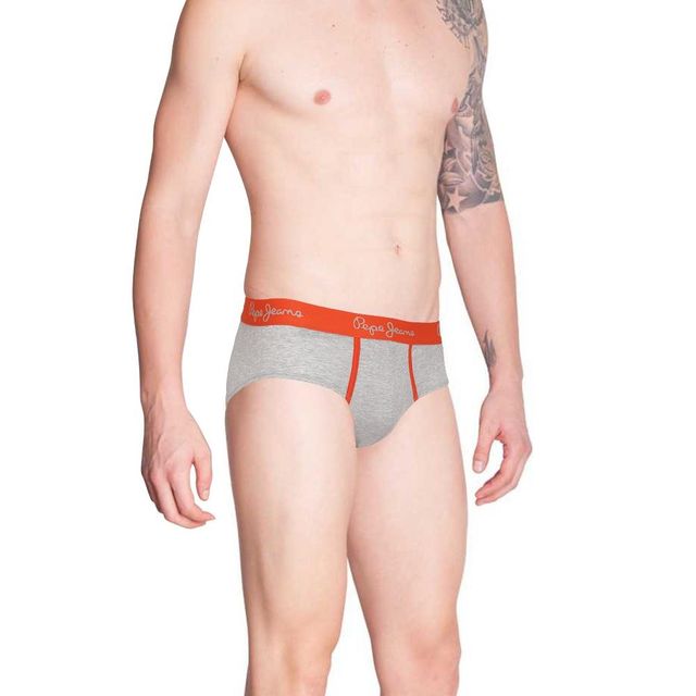 Pepe Jeans Men's Solid Grey Melange Brief - M