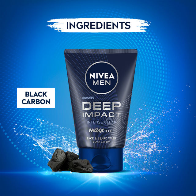 Nivea Men Face Wash Deep Impact Intense Clean For Beard & Face With Black Carbon 100 g Combo