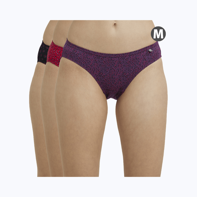 Jockey 1410 Women's Super Combed Cotton Bikini Panty|PO3 | Multicolor Dark assorted-M