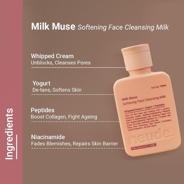 Neude Peptide Face Cleansing Milk With Whipped Cream & Yogurt For Deep Pore Cleansing 100 Ml