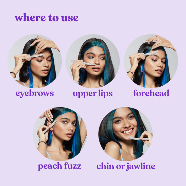 Bombae Biodegradable Face And Eyebrow Razor For Women| Reusable| 3 Pieces