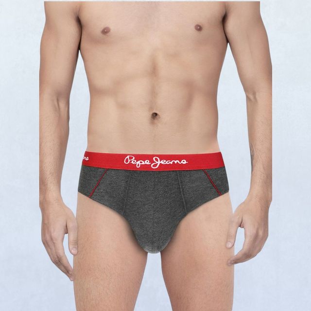 Pepe Jeans Men's Solid Charcoal Melange Brief | S