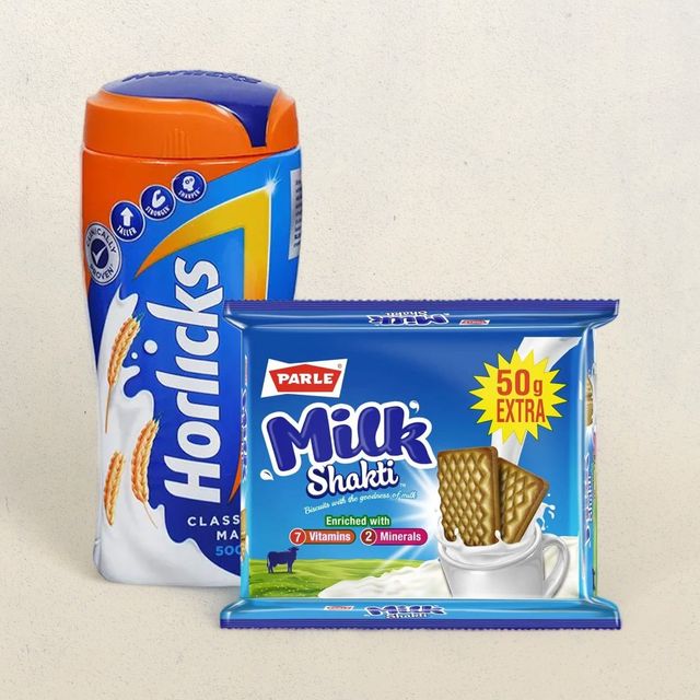 Horlicks Classic Malt Powdered Health Drink (Jar) 500 GRAM(500gms) & Parle Milk Shakti(350gms) Combo