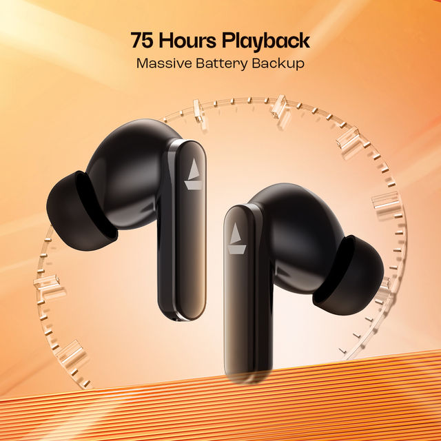 boAt Airdopes 301Tws Earbuds W 75H Playtime Quad Mics Tech Beast Mode For Gaming Midnight Shadow