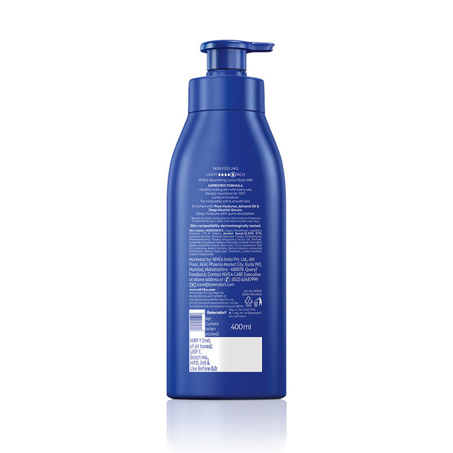 Nivea Nourishing Body Lotion Body Milk|48 H Moisturization|2X Almond Oil|For Very Dry Skin (400ml) & Nivea Soft Light Moisturizer For Face, Hand & Body, Non-Greasy Cream For Instant Hydration (300ml) Combo