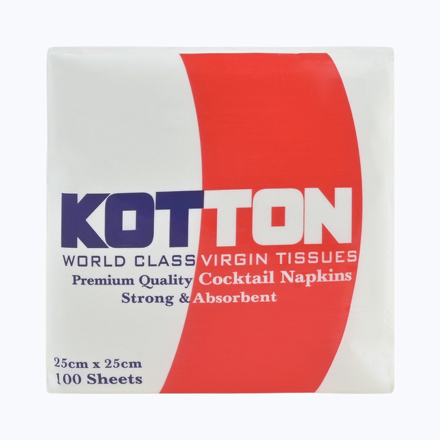 Kotton Multipurpose Napkin | 100% Virgin Pulp-Paper | 25 cm X 25 cm | 100Pcs 1 pc - Pack of 2
