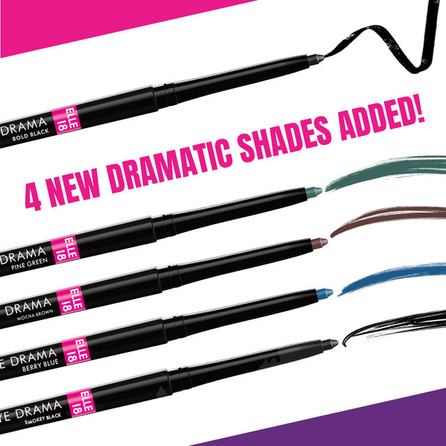 Lakme Elle 18 Eye Drama Kajal Super Black(0.35gms) & Lakme Eyeconic Eyeliner - Black | Waterproof(4.5ml) Combo
