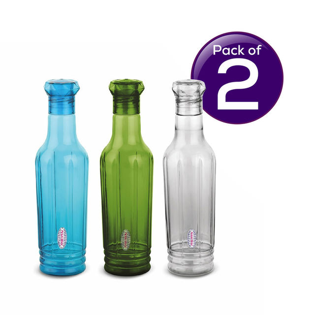 Asian Family Pet Fridge water Bottle With Star Lid 1000 ml Assorted Colors 1 pc Combo