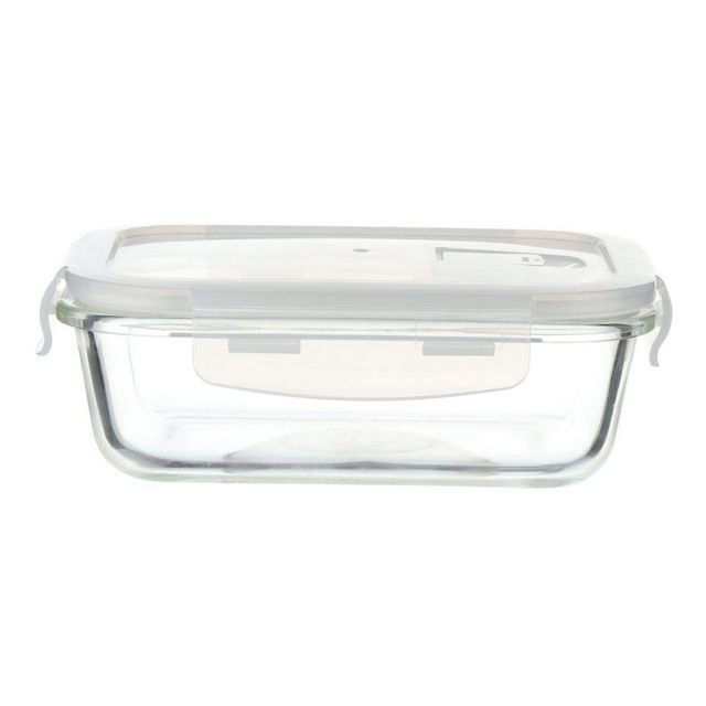Femora Borosilicate Rectangularglass Food Storage Container With Air Vent Lid- 620Ml - Blue