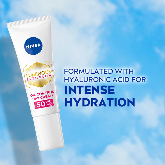 NIVEA Luminous Even Glow Oil Control Day Cream SPF 50,Thiamidol |UV protection & Reduces Dark Spots