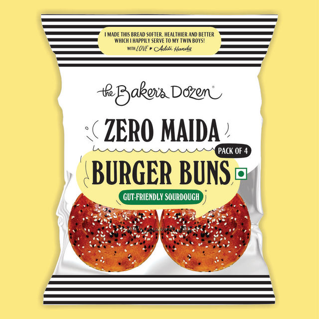 The Baker'S Dozen 100% Whole Wheat Bread - No Palm Oil No Preservative (450g) & The Baker'S Dozen Zero Maida Burger Buns No Palm Oil No Preservative 100% Wholehwheat (4pc) Combo