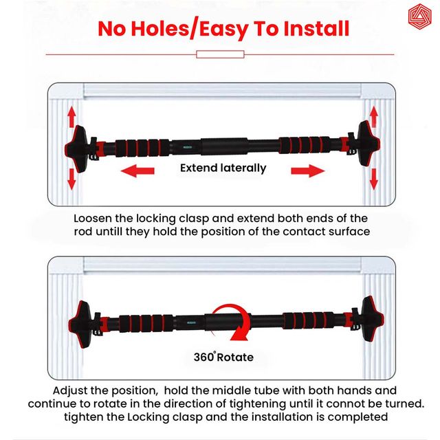 Boldfit Adjustable Pull Up Bars For Home Workout Chin Up Bar - Red Black
