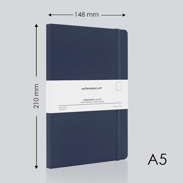 Parker Vector Standard Roller Ball Pen Chrome Trim Black Body (Blue Ink) (1pc) & Mypaperclip Executive Series A5 Notebook | Soft Cover | Blue | 240 Plain Pages | Flat-Lay Design (1pc) Combo