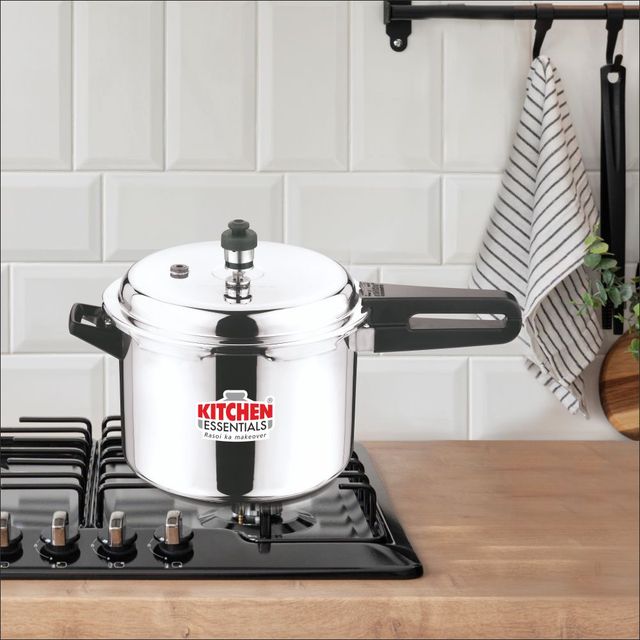 Kitchen Essentials Stainless Steel Eazy Kook Impact Forged Bottom Outer Lid Pressure Cooker 5L