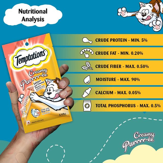Temptations Adult Salmon & Cheese Creamy Purrrr-ee Cat Treats