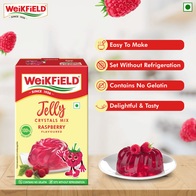 Weikfield Jelly Crystals Raspberry Flavour Carton 90 g Combo