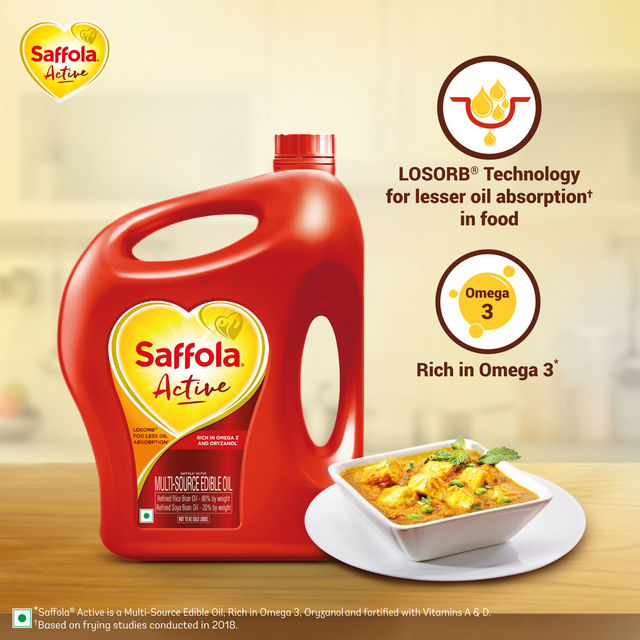 Saffola Active Rice Bran & Soyabean Oil | Rich in Omega 3 & Oryzanol