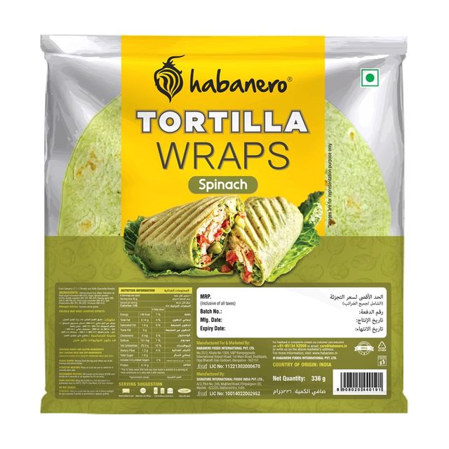 Habanero Spinach Tortilla Wraps 336 g Combo