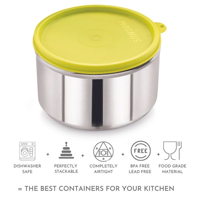 Magnus Easy Lock Stainless Steel 520 ml Storage Container with Leakproof Lid & BPA Free - Assorted