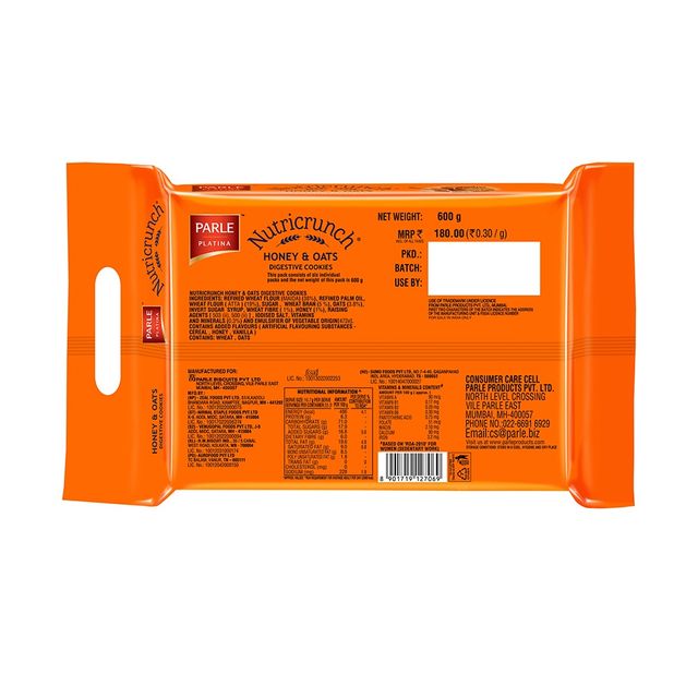 Parle Nutricrunch Honey and Oats Digestive Biscuits | Trans Fat-free