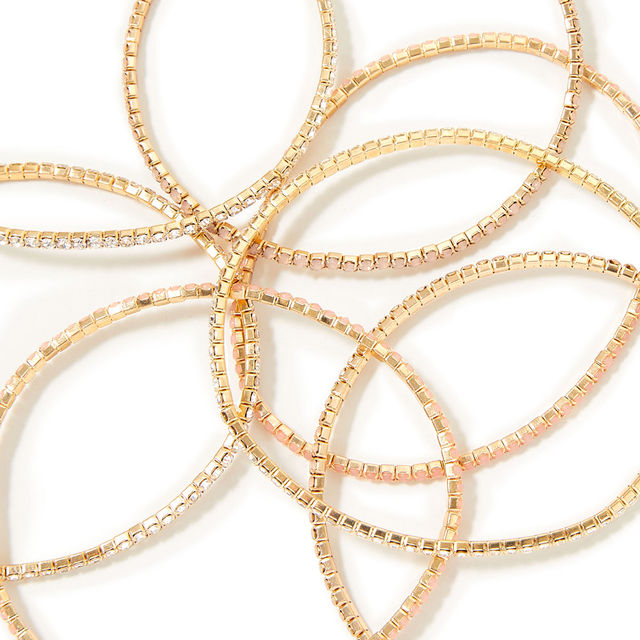 Accessorize London Women Pack Of 7 Faith Sparkle Stretch Bracelet