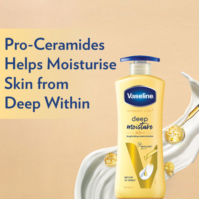 Vaseline Deep Moisture Body Lotion | For Dry Skin | Moisturised Glowing Skin | With Pro Ceramides