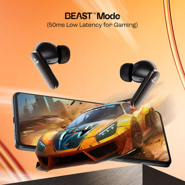 boAt Airdopes 301Tws Earbuds W 75H Playtime Quad Mics Tech Beast Mode For Gaming Midnight Shadow