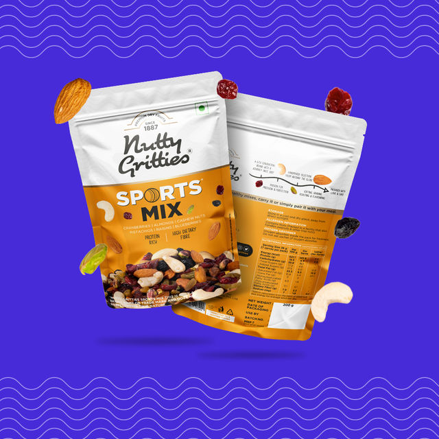 Nutty Gritties Sports Mix - Almonds, Cashews, Pistachios, Berries, Protein-Rich Snack