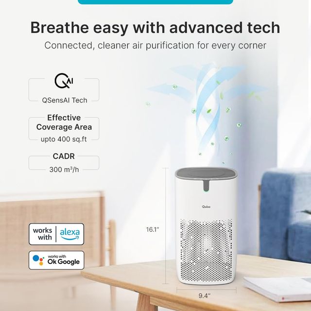 Qubo Q400 Smart Air Purifier with HEPA 13 Filter |White, 35W