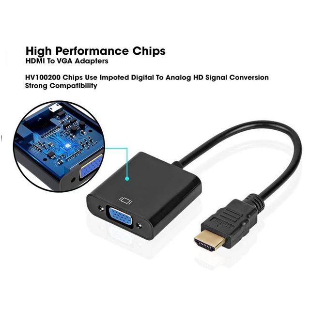 Sounce Hdmi To Vga Gold Plated High-Speed 1080P Active Hdtv Hdmi To Vga Adapter (Black)