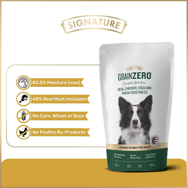 Grain Zero Adult Chicken Chunks Gravy Wet Dog Food (5 +1 Pouch Free)