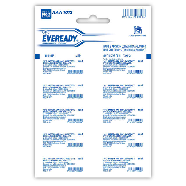 Eveready Carbon Zinc AAA Battery