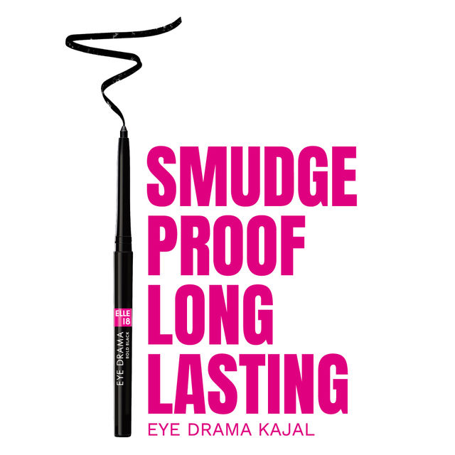 Lakme Elle 18 Eye Drama Kajal Super Black(0.35gms) & Lakme Eyeconic Eyeliner - Black | Waterproof(4.5ml) Combo