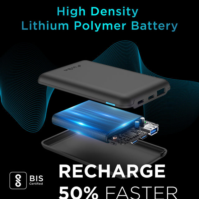 Urbn 10000Mah Nano Slim Power Bank - Black,Cable Type C to C(Wired Mobile Connectivity)