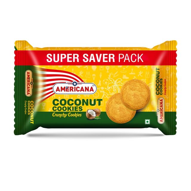 Americana Coconut Cookies - Crispy Crunchy Biscuits With Real Coconut Flavor - Family Pack