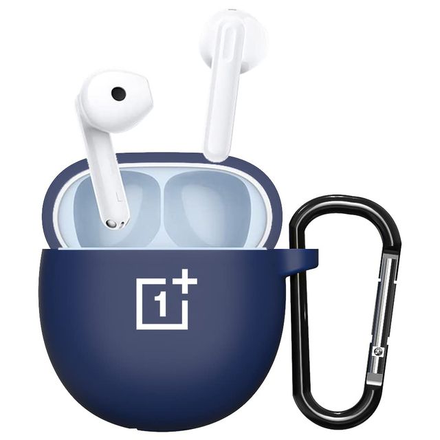 Sounce Silicone Case Cover for OnePlus Nord Buds CE | Shockproof with Keychain & LED Visible | Blue