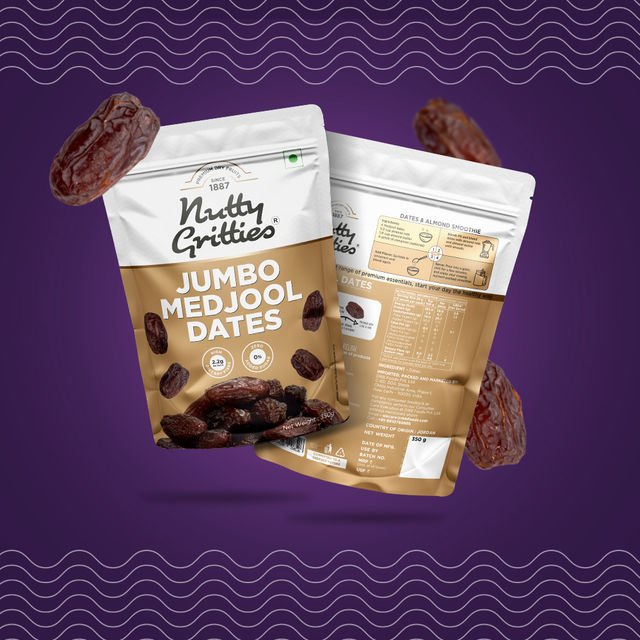 Nutty Gritties Jumbo Medjool Dates - High Fibre, Rich Caramel Taste